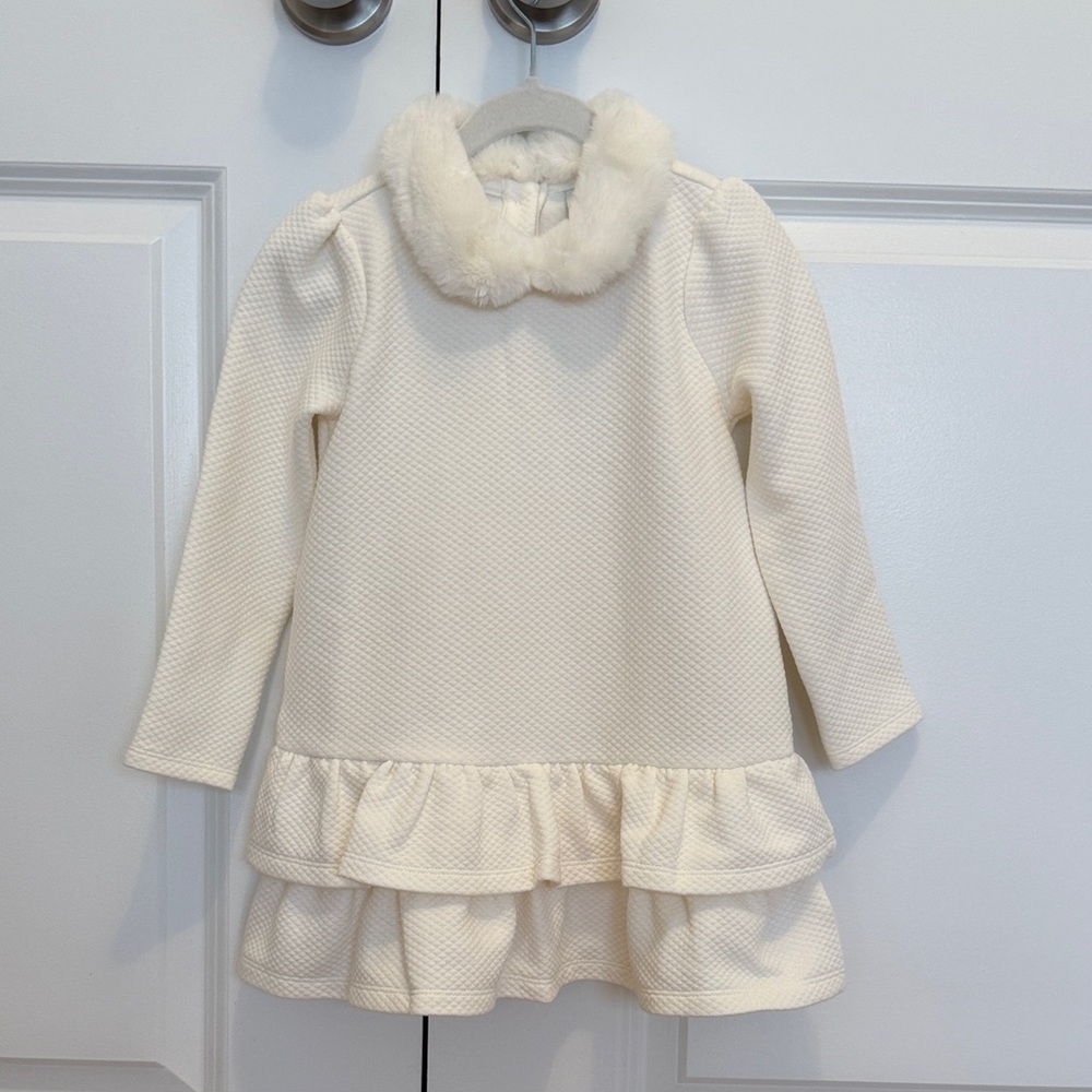 Janie and Jack Quilted Faux Fur Collar Dress